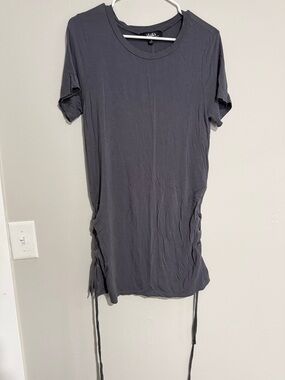 Lulu's Charcoal Short-Sleeve Side-Tie Tee Dress